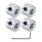4pcs Set Screw Shaft Collars, 1/8" Bore, Zinc Plated Steel, 3/8" OD, 1/4" Width, Silver Tone, Includes 1/16 Hex Wrench