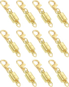 12Pcs Necklace Clasps and Closures, 1" x 0.2" Lobster Clasp Jewelry Clasps Converters Locking Clasp Converter for DIY Jewelry Making, Gold
