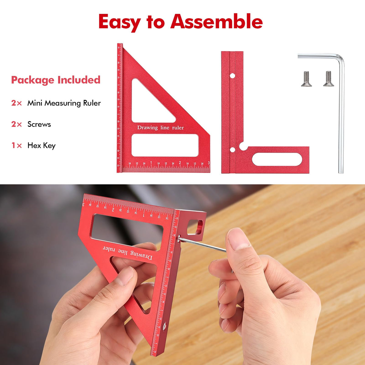 LinkMejor Mini Righello 3D Multi Angolo, Quadrante da Falegname Preciso