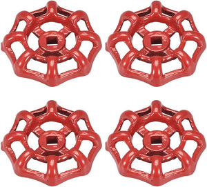 메탈 아웃사이드 패브릭트 라운드 휠 핸들, 스퀘어 브로치 6x6mm, 휠 OD 58mm 패인드 캐스트 스틸 가든 레드 4개