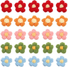 LinkMejor 50pcs Flower Sew On Patches, Crochet Floral Petals Handmade Crochet Flowers Appliques Embellishments for DIY Hair Clothes Wedding Craft, Multicolor