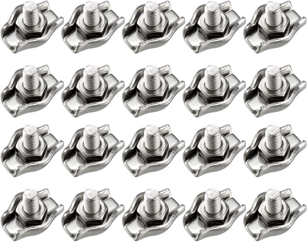20Pcs 304 Stainless Steel Single Wire Rope Clip Cable Clamp Suit for 0.8-1.5mm Rope