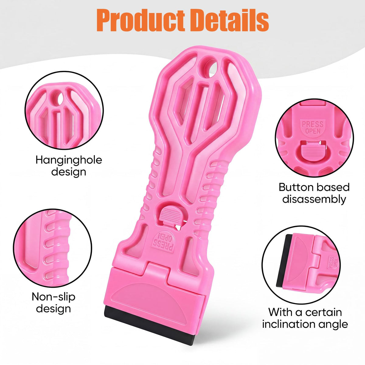4 Pack Lâmina de Afiar Escova, 25 Lâminas, Ferramenta de Escova com Mano Longa (Rosa)