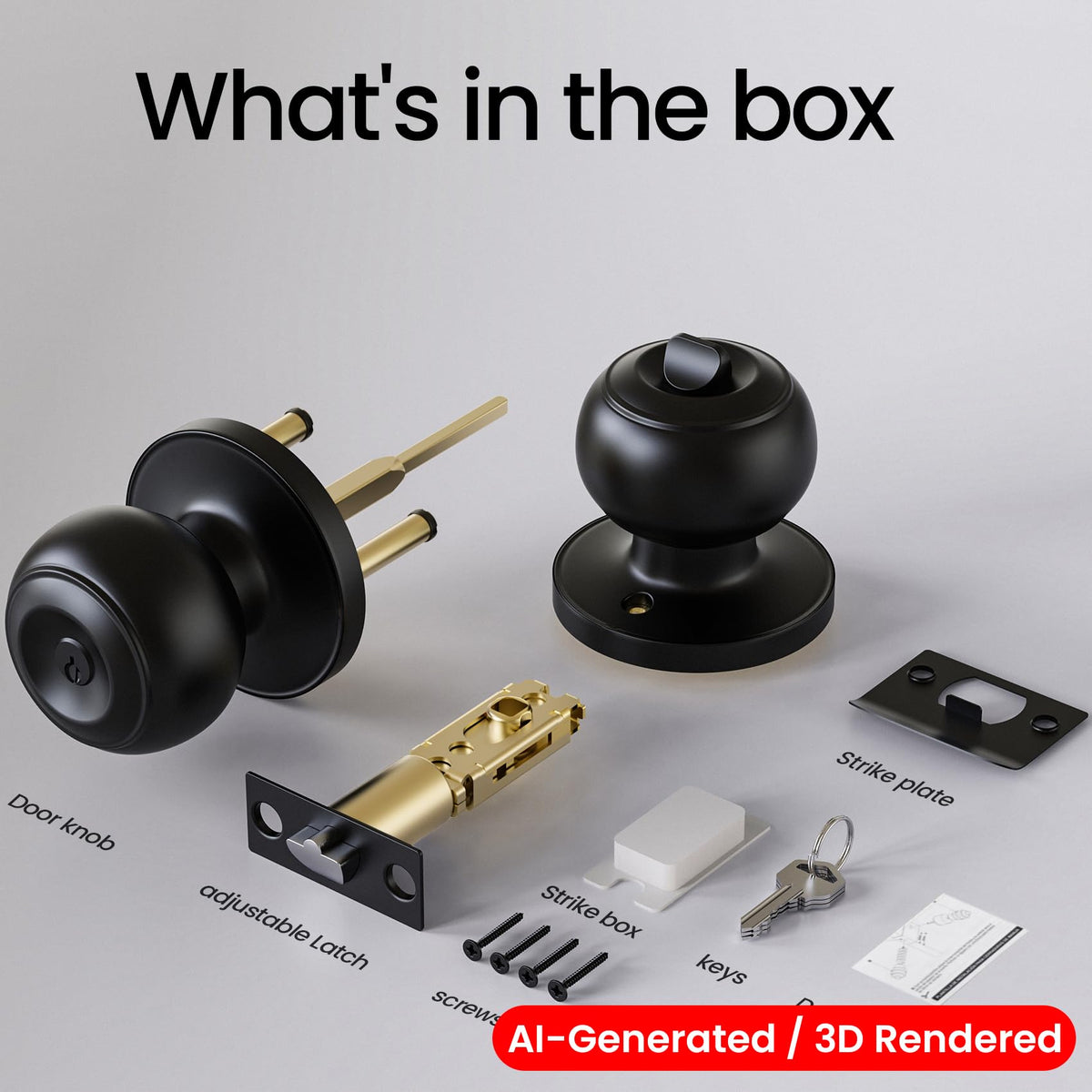 LinkMejor Matte Black Entry Door Knobs with Lock Key Interior Exterior
