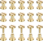 30Pack Brass Chicago Screws, 4x6mm Flat Head Screw Back Binding Post Nail Stud Rivets Fastener for DIY Leather Craft Belt Strap