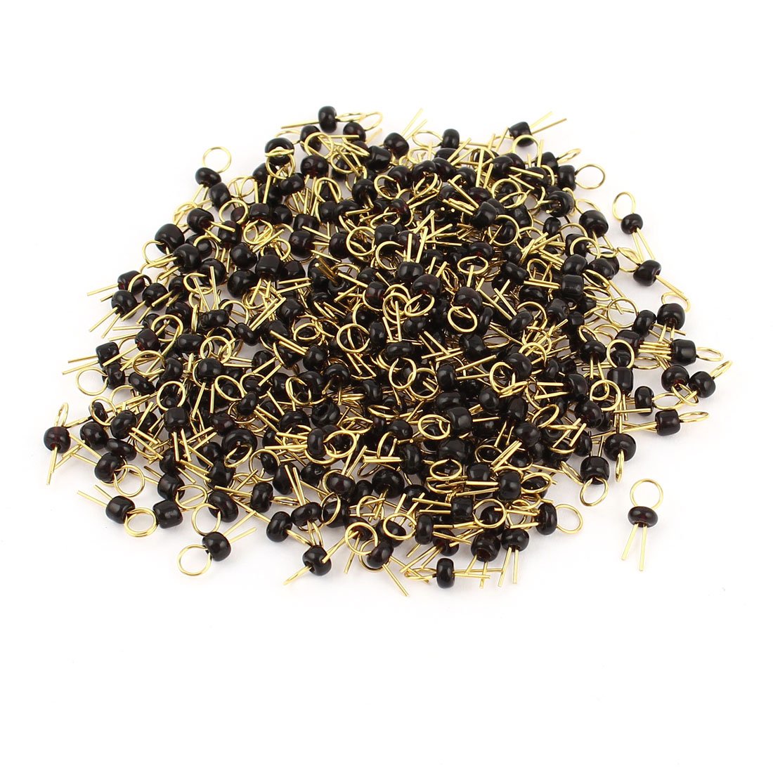 a14091500ux0627 300 Piece Black Ceramic Bead 3.2 mm Head Diameter Gold Tone Copper PCB Test Pin, 0.13" Width, 0.35" Length