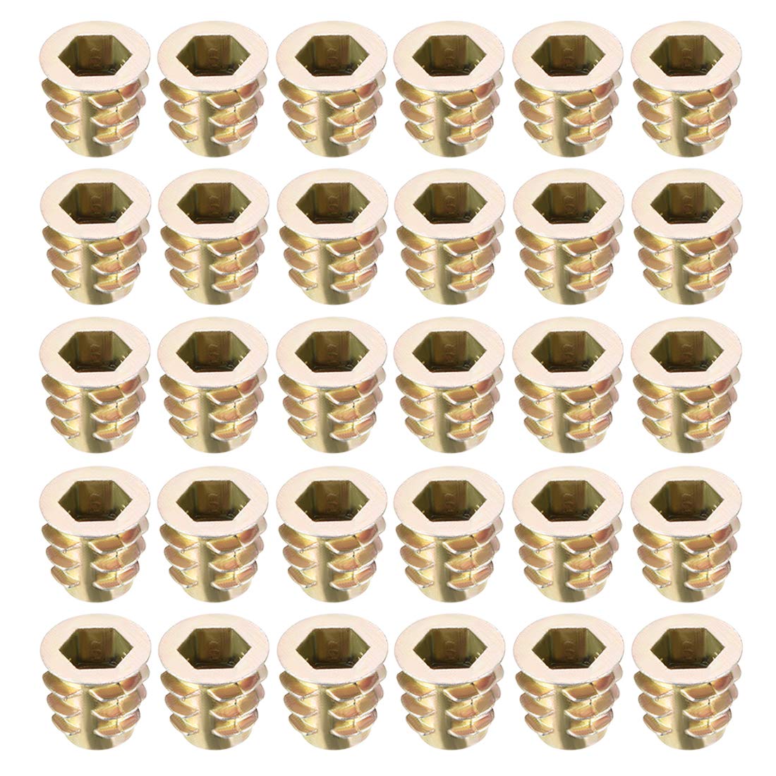 Furniture Threaded Insert Nuts Zinc Alloy M6 Internal Threads 10mm Length 30pcs