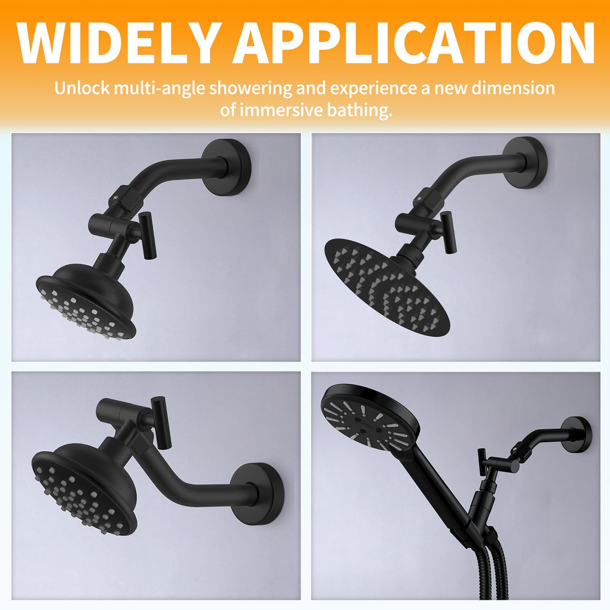 All Metal Shower Head Elbow Adapter Black