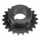 22 Tooth Roller Sprocket B Type, #25 Chain, Single Strand 1/4" Pitch, 16mm Bore Black Oxide C45 Carbon Steel, Keyway with Set Screws for ISO 04C