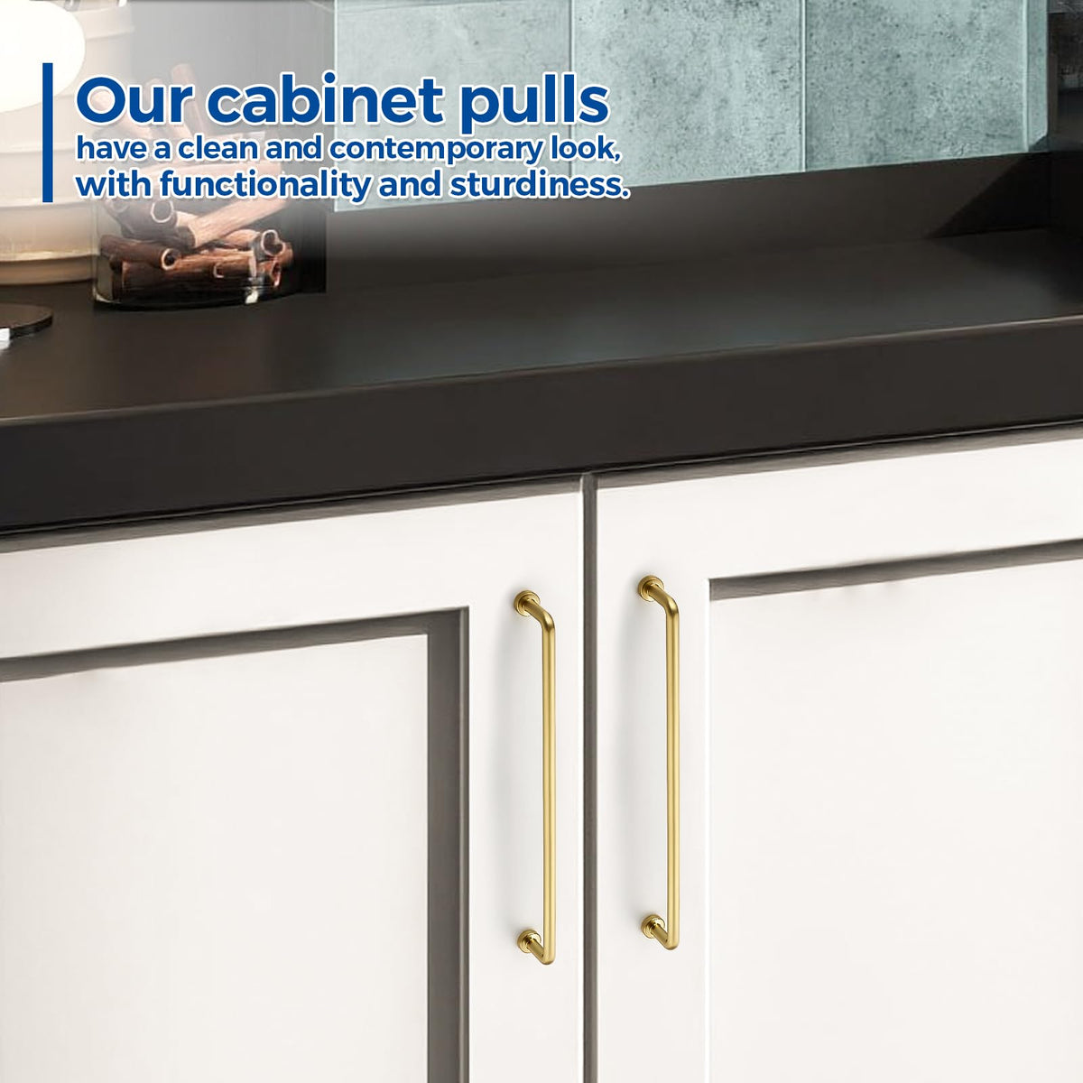 LinkMejor Brushed Gold Cabinet Pulls Cabinet Handles, 8-3/4 Inch, 2 Pack