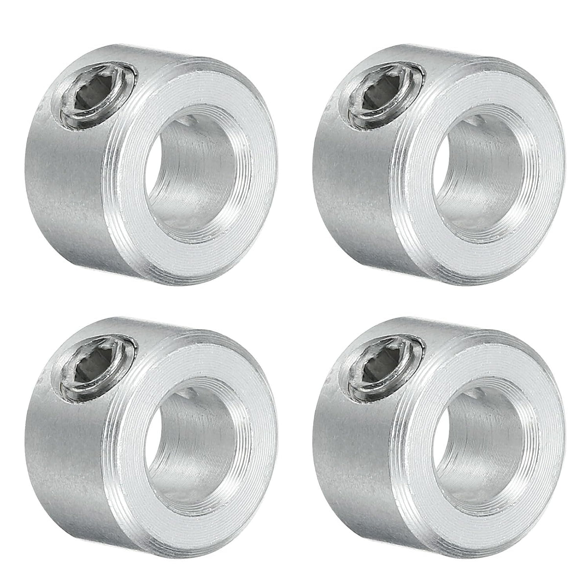 4pcs Set Screw Collars 1/4" Bore, Aluminum Shaft Collars, 1/2" OD and 5/16" Thickness, Set Screw Clamp Collar, Stop Collar for Linear Rod Shaft Guide