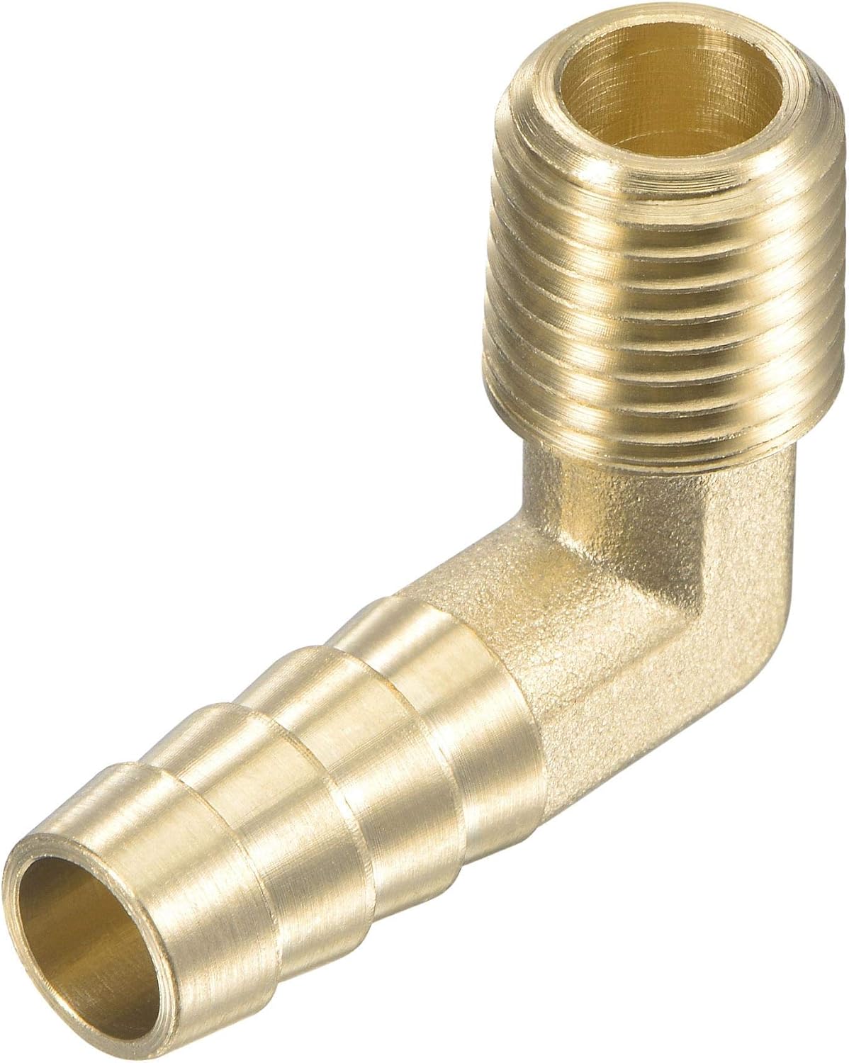 Brass Hose Barb Fitting Elbow 3/8 Inch x 1/4 NPT Male Thread Right Angle Pipe Connector