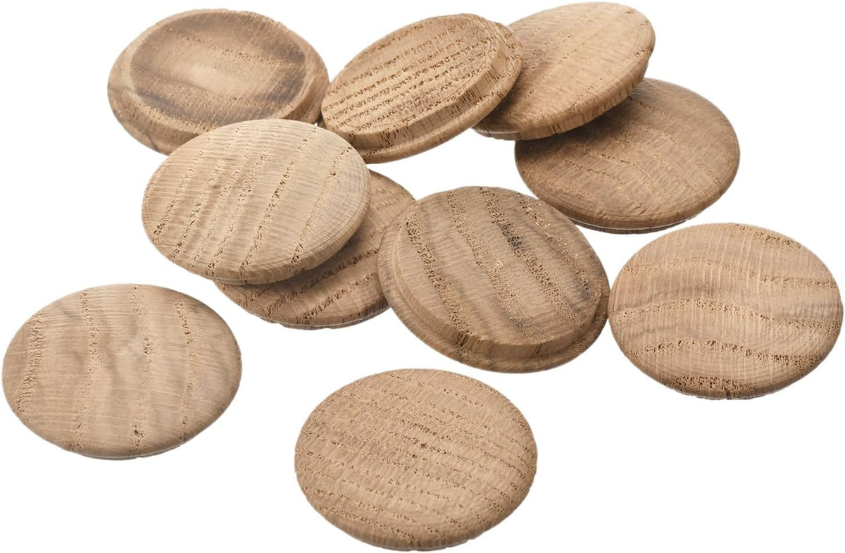Wood Plugs, 30Pcs 40 x 35 mm - Red Oak Wood Button Top Plugs, Screw Hole Covers, Decorative Wooden Cover for Stair Chair Craft Furniture Woodworking