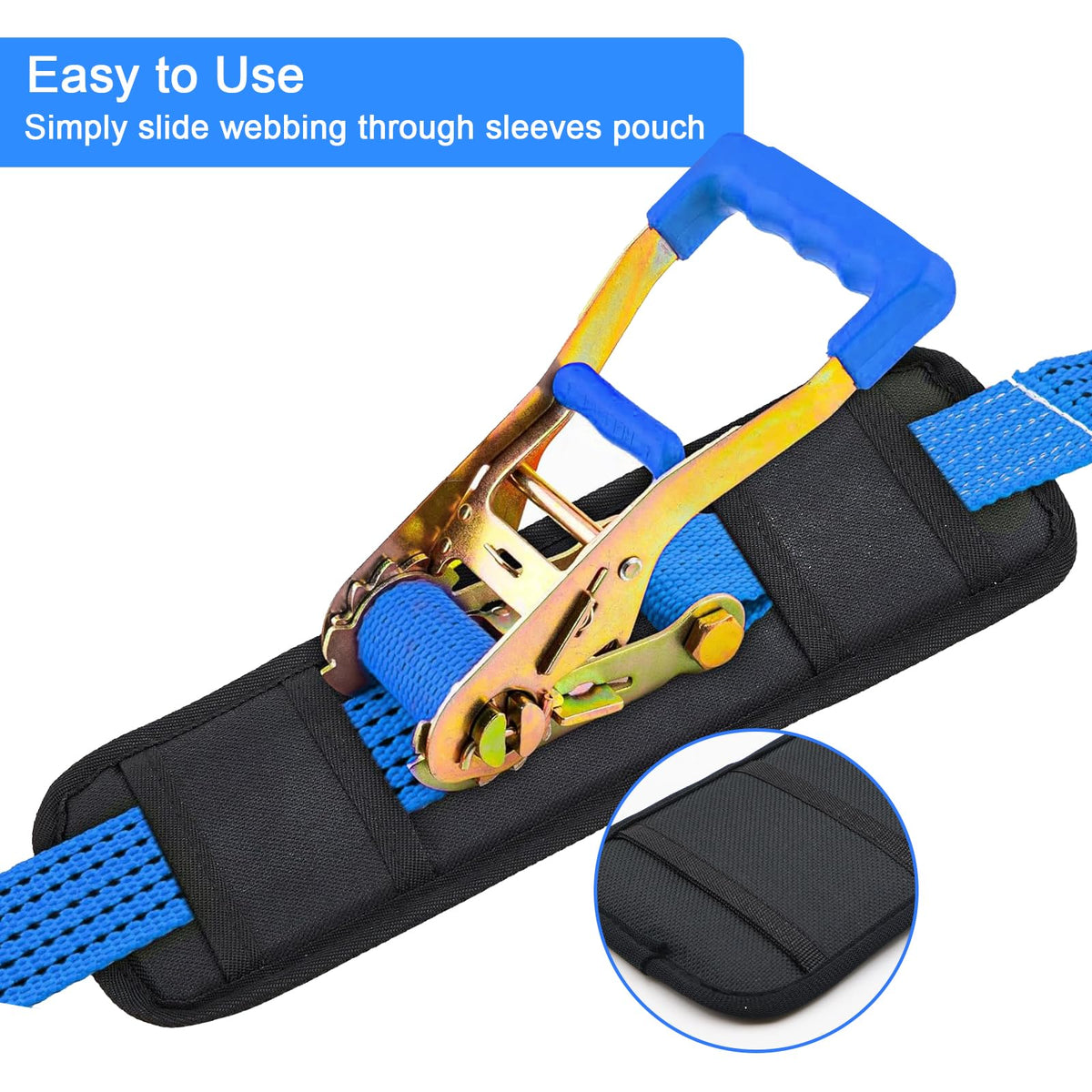 2PCS Universal Tie Down Strap Protector Sleeve,4 x 12 Inches(Black)