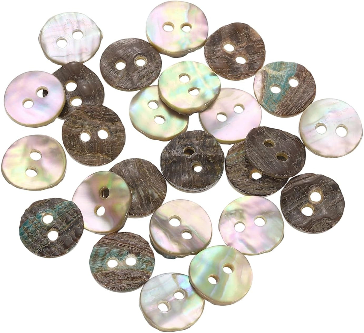 25 Pcs Natural Shell Buttons, 2 Hole Mother of Pearl Buttons 11.5mm Sewing Craft Button for Shirt Sewing DIY Crafts Decoration, Multicolor