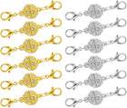 12Pcs Jewelry Clasps, Round Rhinestone Clasps Locking Closures with Lobster Clasps for Bracelet Necklace (10.5mm Gold, Silver)