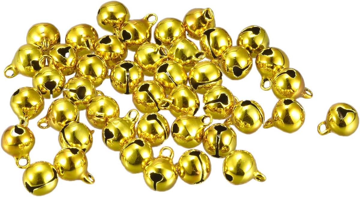 LinkMejor Jingle Bells, 5/16" 48pcs Small Craft Bells for DIY Holiday Decoration, Musical Party, Home, Festival, Wedding, Gold Tone