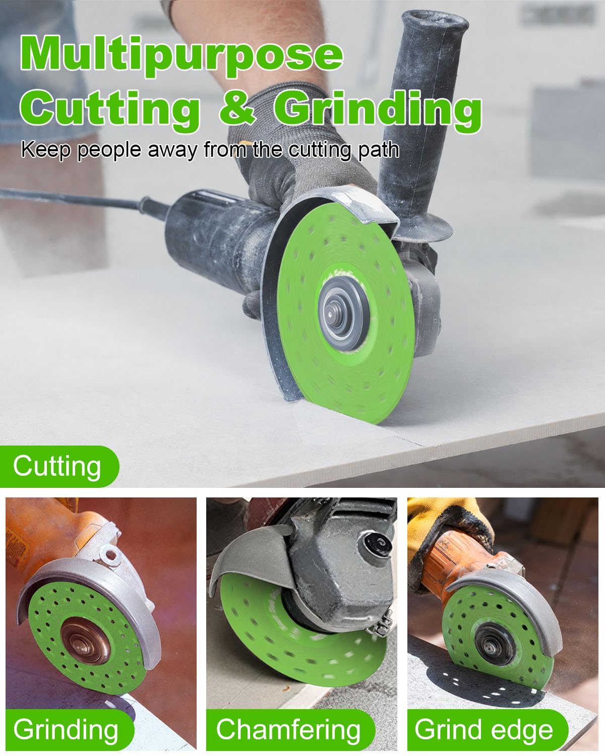 4.5" 3 Pcs Diamond Rock Slab Grinding Disc, Multi-Pore Flat Cutting Blades