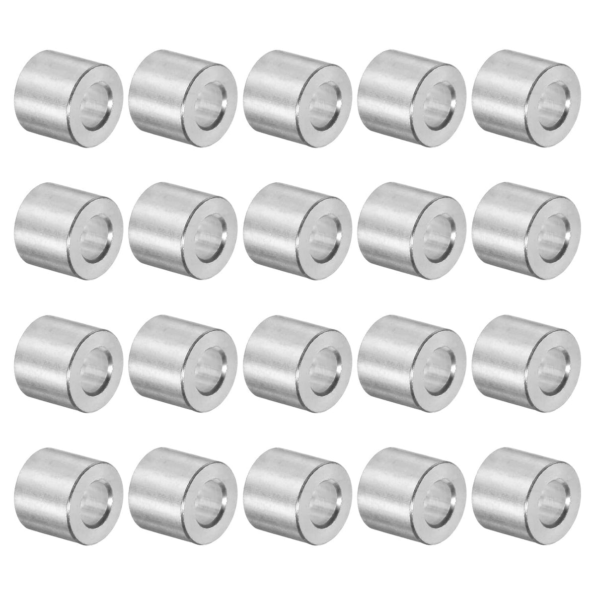 20pcs Aluminum Spacer 5mm Bore 10mm OD, 9mm Length Screw Standoff Bushing Plain Finish Round Spacer for M5 Screws Bolts and Rods
