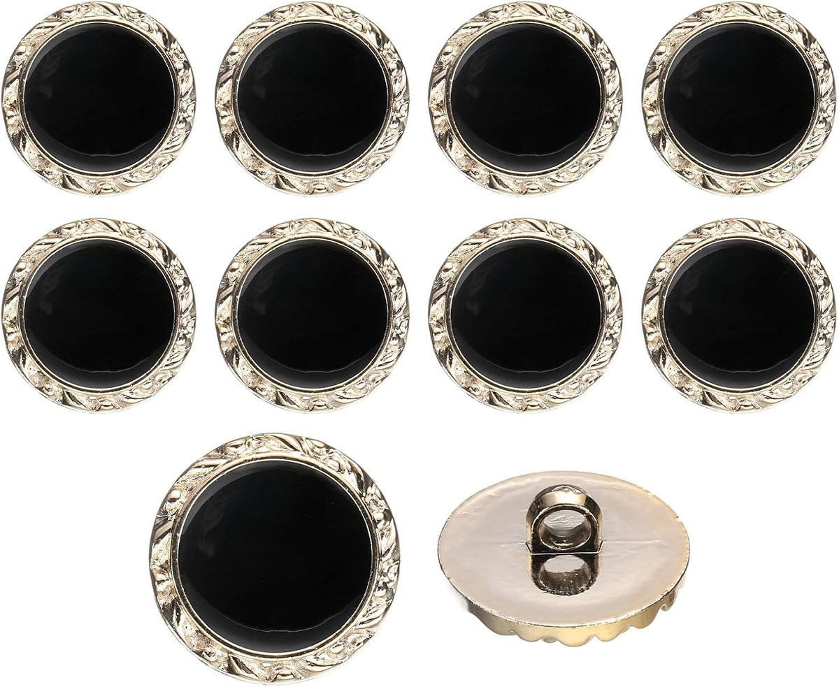 10Pcs 18mm Round Resin Vintage Clothes Sewing Button Metal Coat Buttons Craft Accessories for Garment Coat Decoration Crafts DIY Project, Black