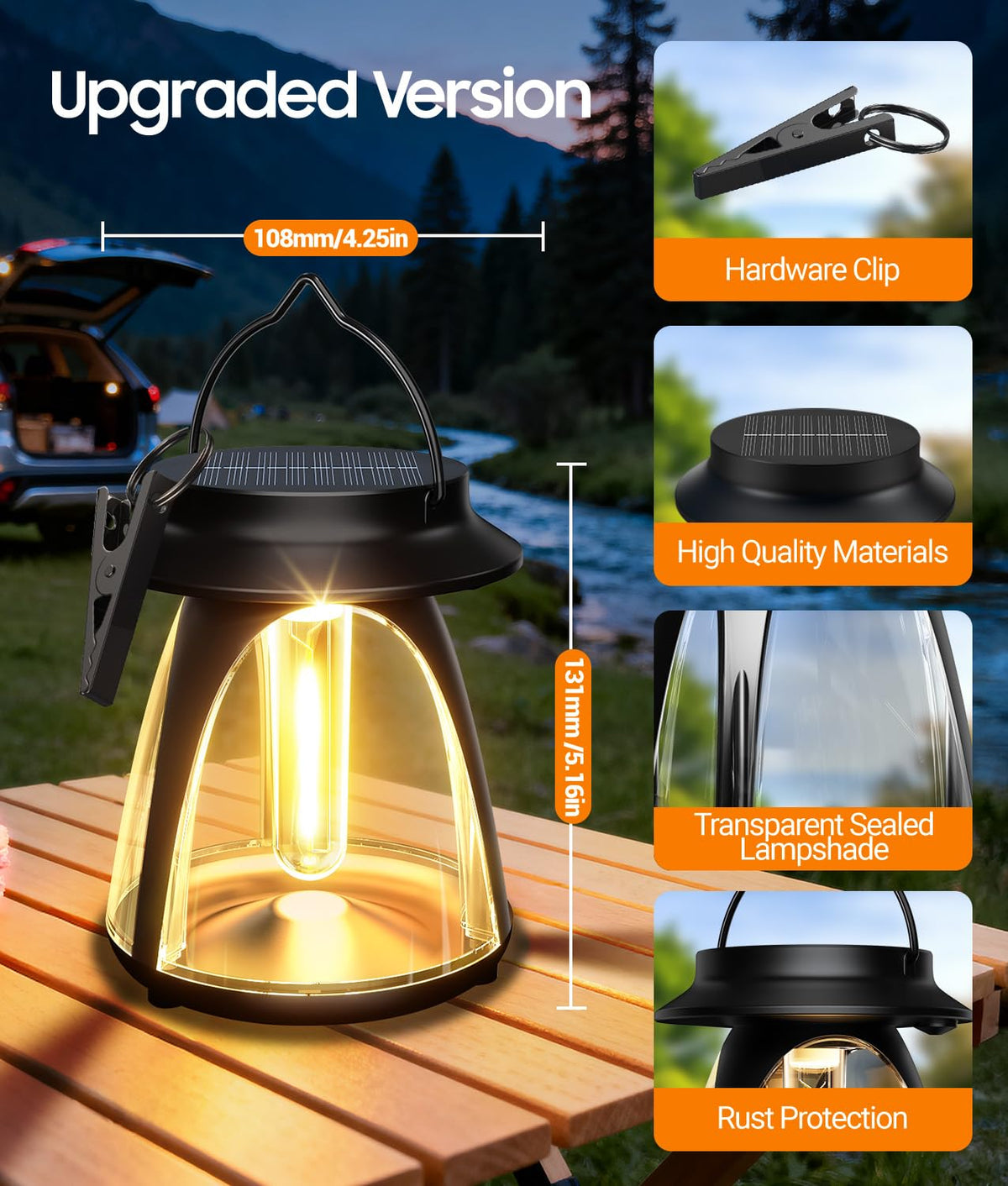 LinkMejor Lanterne Solari da Esterno a Sospensione, IP65, 2 Modalità di Luminosità, 2 Confezioni