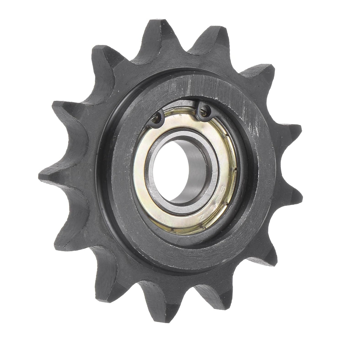 Chain Idler Sprocket, 12mm Bore 1/2" Pitch 13 Tooth Tensioner, Black Oxide Finish C45 Carbon Steel with Insert Single Bearing for ISO 08B Chains