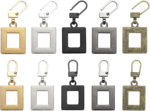 2Set Zipper Pull Replacement, 1-3/4 x 13/16 Square Detachable Tiny Zipper Replacement Slider for Sewing Bags, Coats, Jackets, Closed-End Pulls Replacing, 5 Color