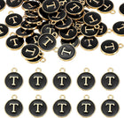 LinkMejor 52pcs Letter Charm, Enamel Letter Pendants, Alphabet t Pendants Double Sided Beads Charm for DIY Bracelet Necklace Pendants Earring Jewelry, Black