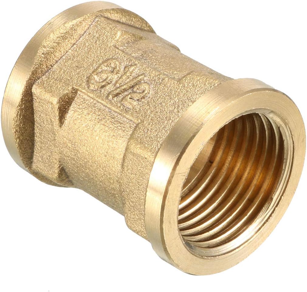 Brass Pipe Fitting Coupling, 1/2 PT Female Thread Straight Rod Adapter