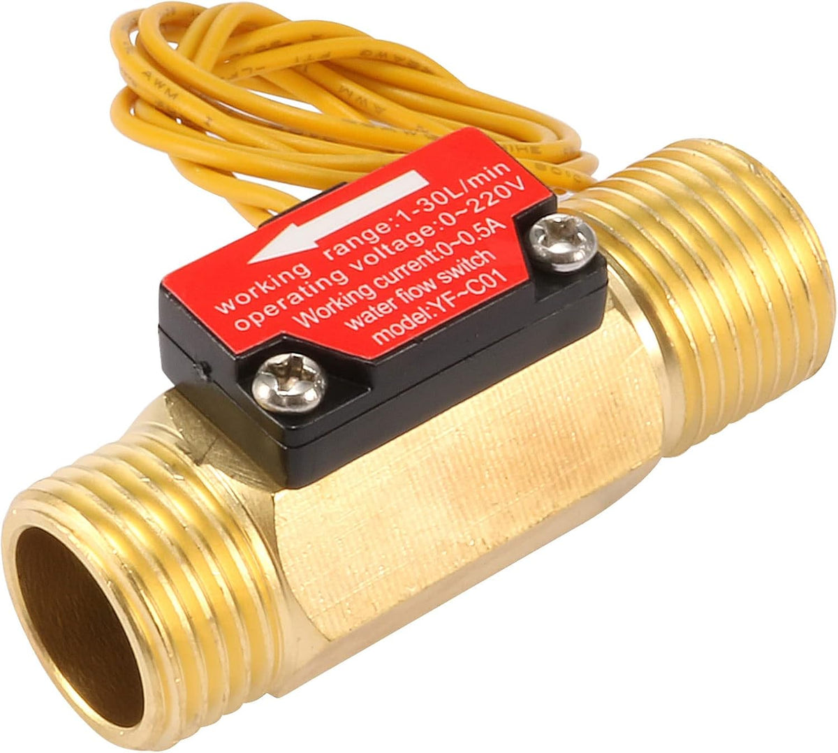 G1/2 Hall Effect Liquid Water Flow Sensor Switch Flow Meter Counter 1-30L/min YF-C01
