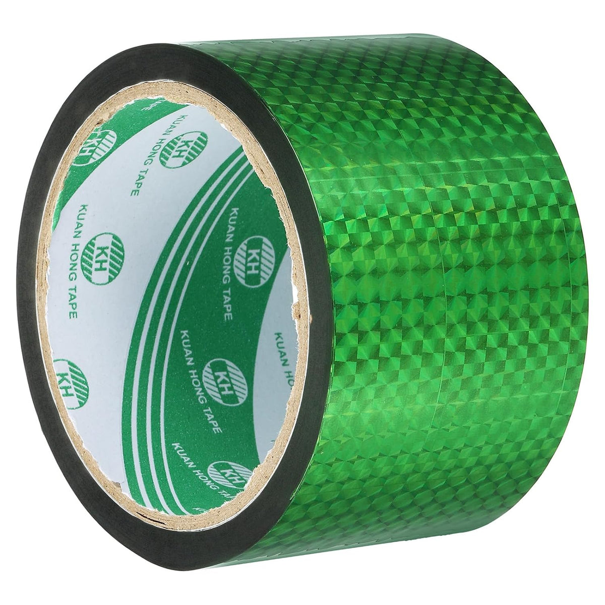 LinkMejor Washi Prism Tape 2.4 Inch x 55 Yards Holographic Metalized Reflective Tape for Holiday Packaging and Decoration, DIY and Art Craft (Green)