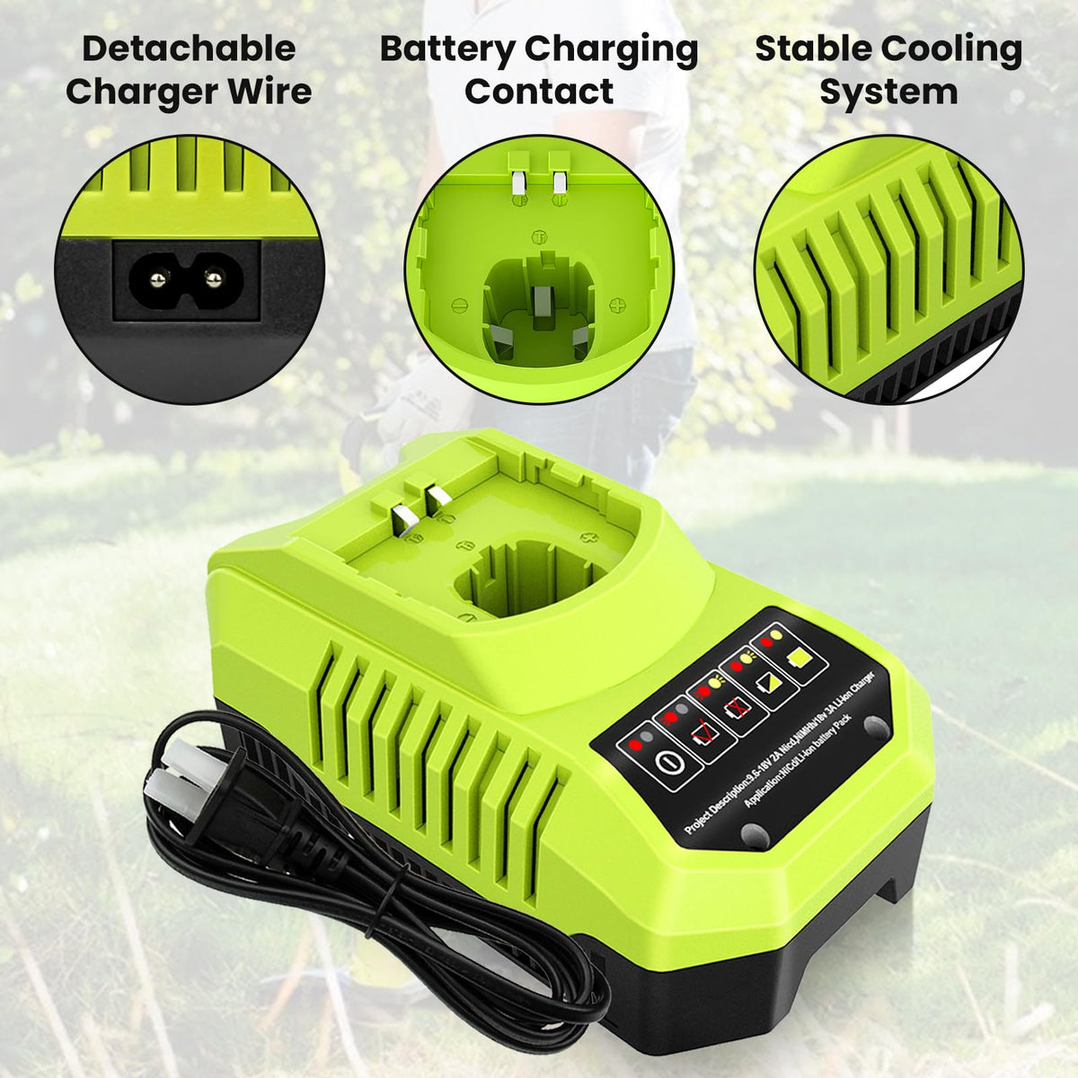 LinkMejor P117 Rapid Charger Erstatning til Ryobi 18Volt Lader