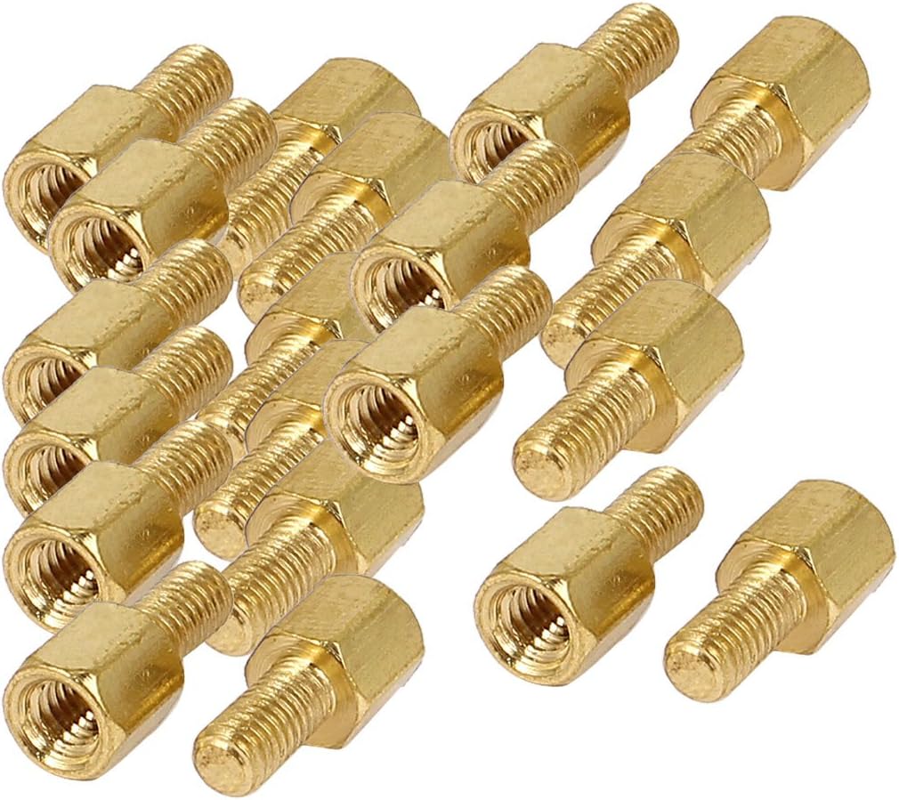 M3 x 5mm + 6mm Motherboard Standoffs Male to Female Thread Brass Hexagon Hex Standoff Spacer Screws - (20 Pcs)