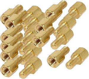 M3 x 5mm + 6mm Motherboard Standoffs Male to Female Thread Brass Hexagon Hex Standoff Spacer Screws - (20 Pcs)