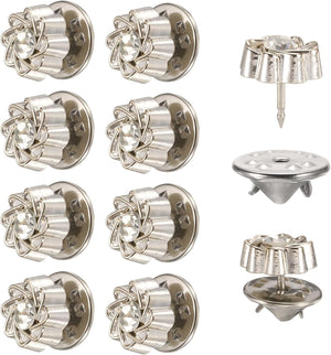 10 Sets Crystal Brooch Buttons, 11.5 mm No Sew Crystal Buttons Pins Detachable Brooch Anti-Exposure Fixed Cover Up Bottons Pins for Clothes, Coat, Cardigan, DIY Craft (Clear)