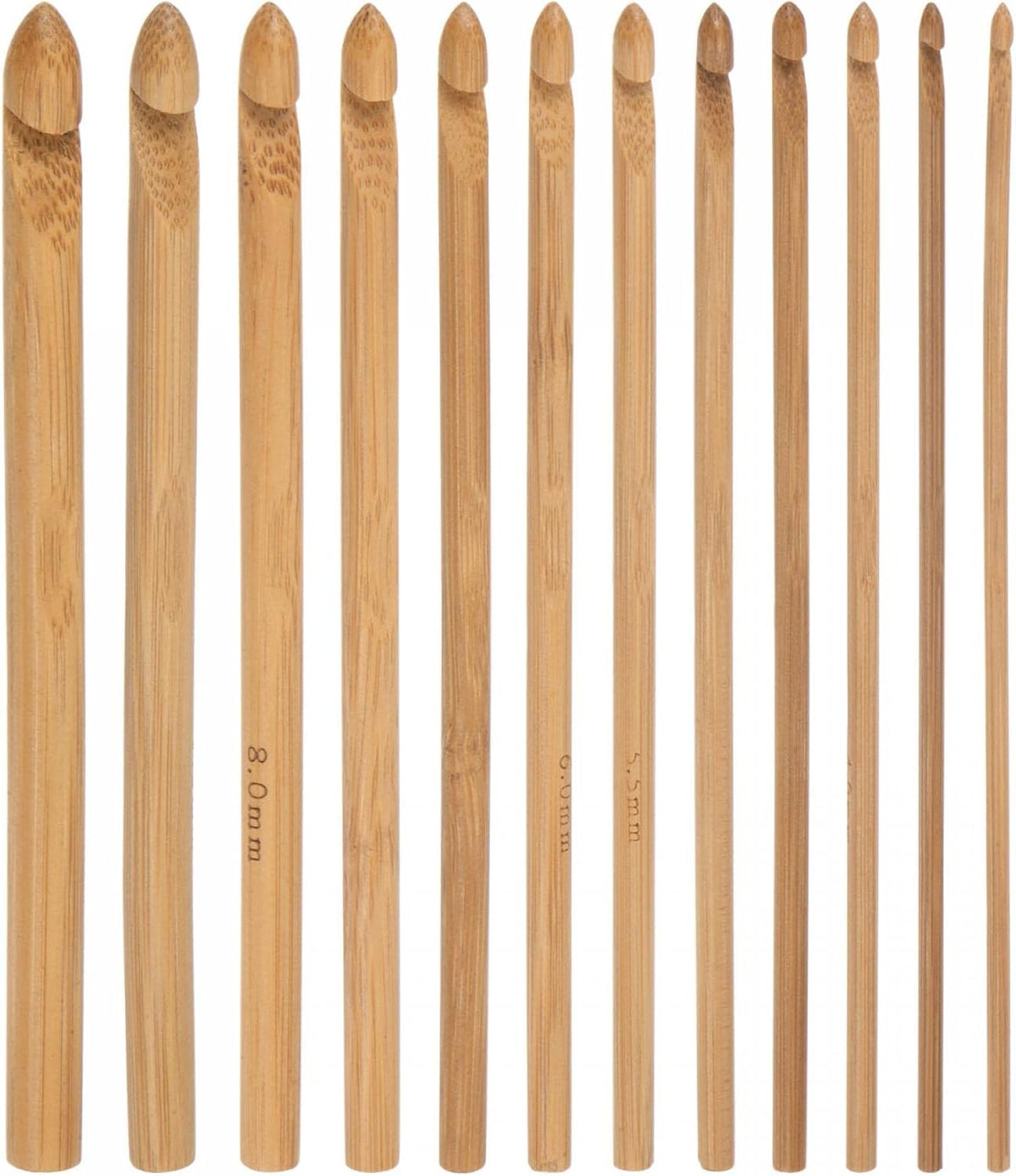 LinkMejor Wooden Bamboo Crochet Hook Set 3mm-10mm Knitting Needles for DIY Craft Yarn