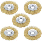 4-Inch Wire Wheel Brush Bench Brass Plated Crimped Steel with 5/8-Inch Arbor Hole 5 Pcs