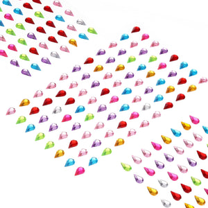 440 Pcs Gems Stickers for Crafts, 5 Sheet Self-Adhesive Gems Bling Drops Rhinestone Stickers, Crystal Crafts Jewelry Stickers for Party Table Decorations, Multicolor