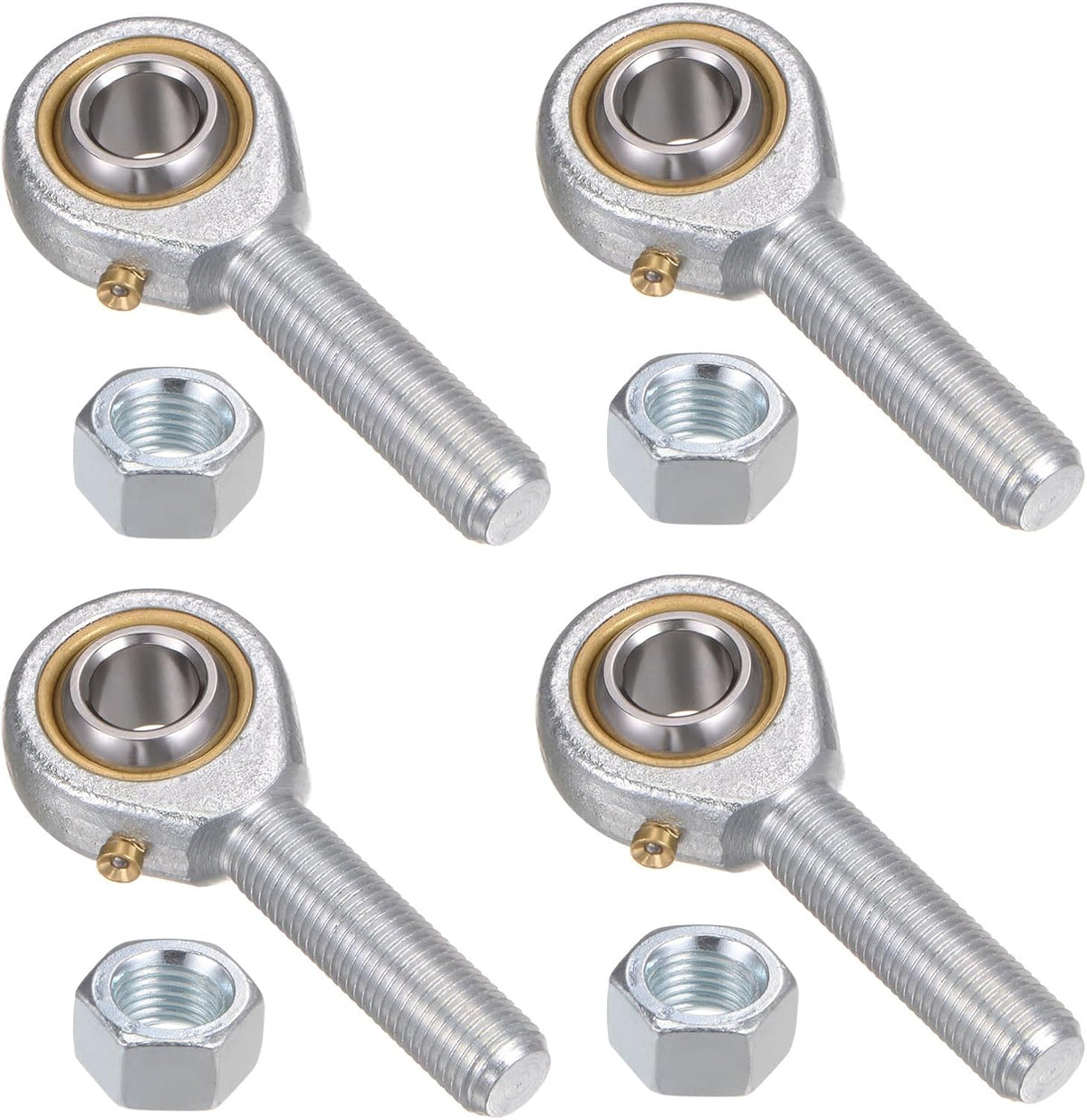 4pcs POSB6 3/8" Rod End Bearing 3/8"-24 UNF Male Right Hand Thread, Bearing Steel Rod End Joints with Jam Nut