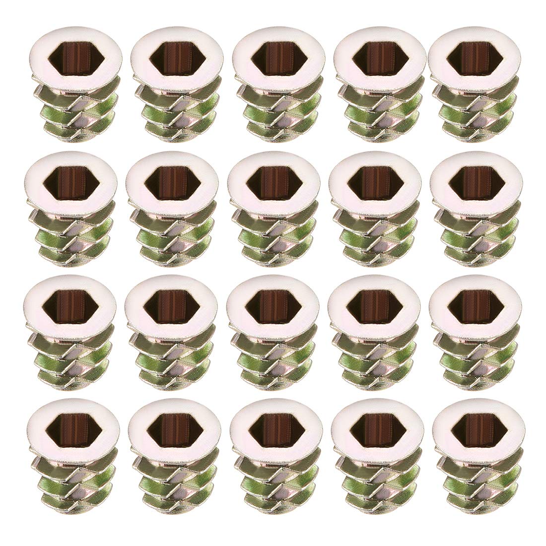 Furniture Threaded Insert Nuts Zinc Alloy M5 Internal Threads 10mm Length 20pcs