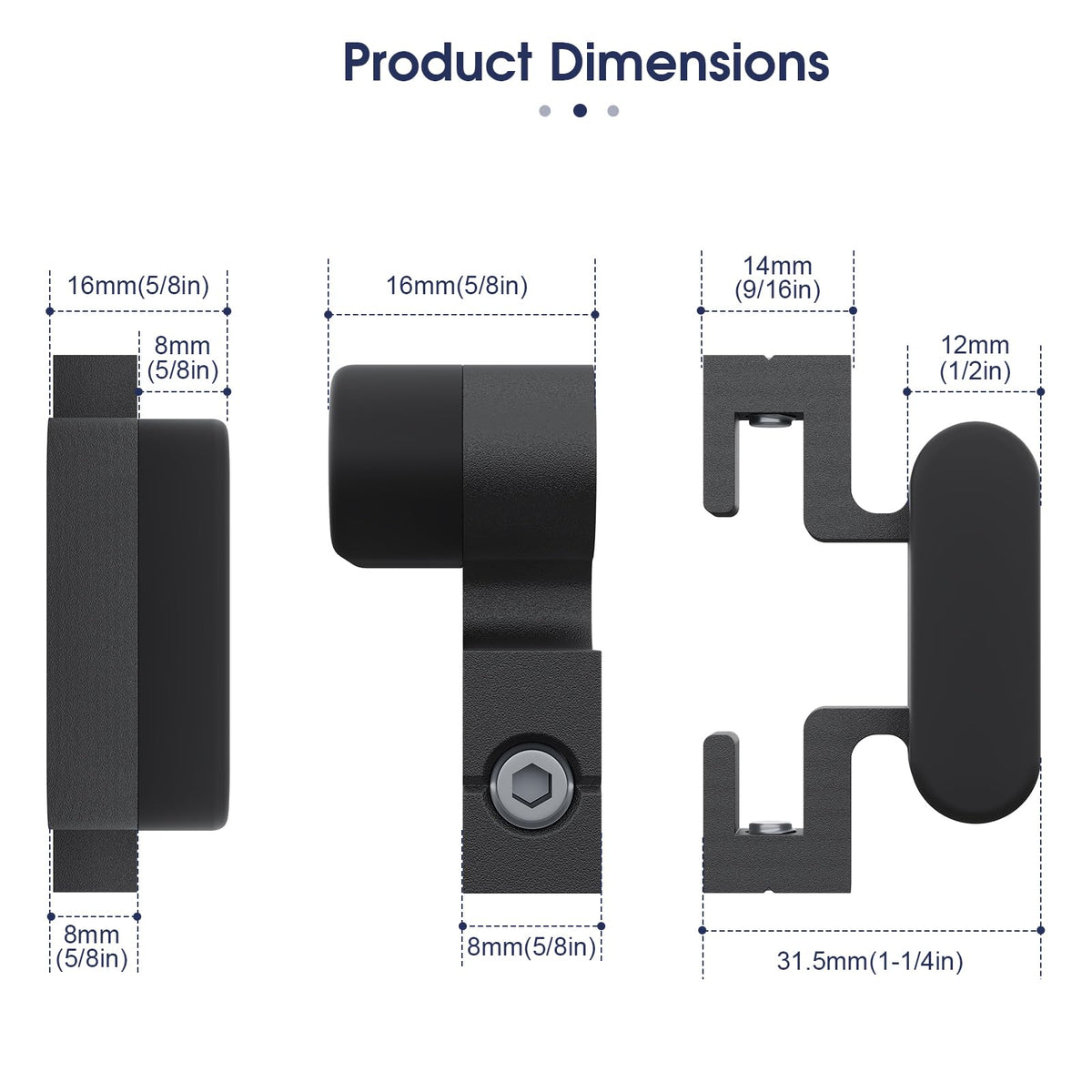 1-9/16" üst kayma için 2 adet Barn Door Sıkıştırıcı