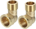 Brass Hose Fitting 90 Degree Elbow G1/2 Male x G1/2 Female Pipe Fittings 2 Pcs
