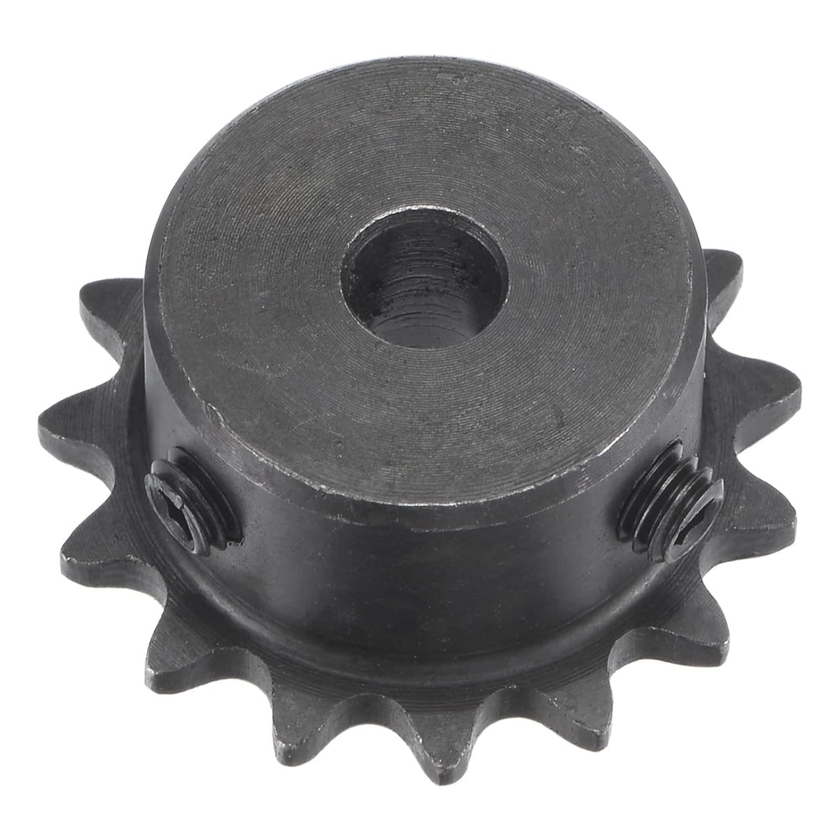 15 Tooth Roller Sprocket B Type, #25 Chain, Single Strand 1/4" Pitch, 6.35mm Bore Black Oxide C45 Carbon Steel with Set Screws for ISO 04C