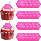 20Pcs Acrylic Mirror Cake Toppers, Happy Anniversary Cupcake Toppers Hexagon Shapes Laser Picks Dessert Decorations for Celebrating Party Wedding Shower, 059-Rose Red