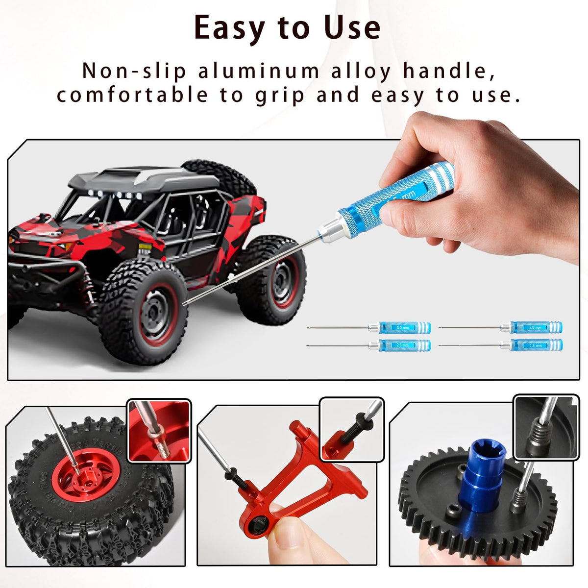 LinkMejor Hex Driver Set 1.5/2.0/2.5/3.0mm, RC Schroevendraaierset