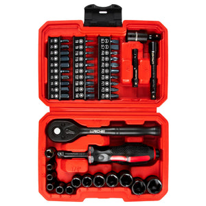 LinkMejor 48 Piece 1/4" Mini Socket Ratchet Wrench Set, Metric Shallow(4-14mm)
