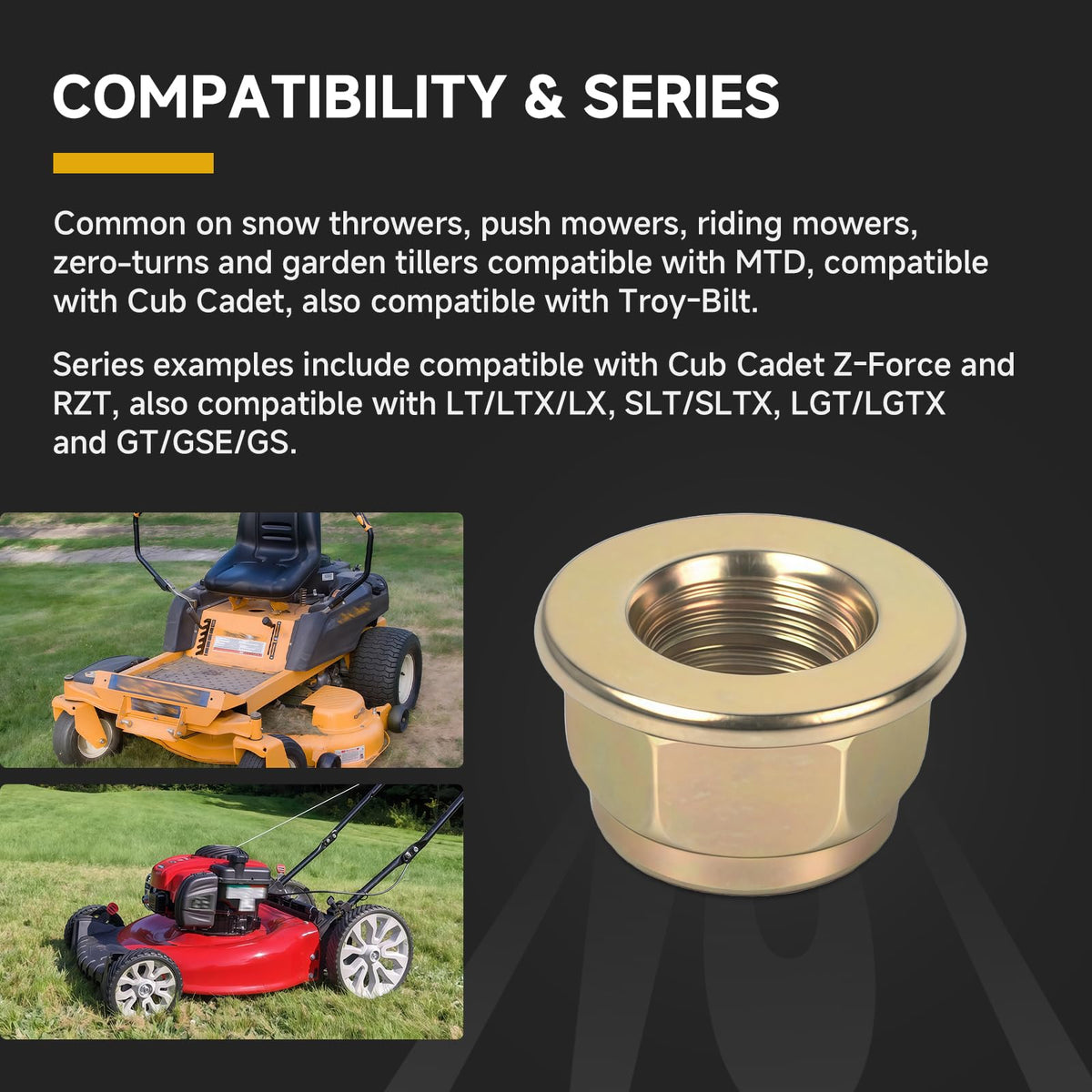 2-Pack 712-04065 Bantalan Nylon Nut Kunci 3/8-16 Kompatibel dengan MTD Cub Cadet