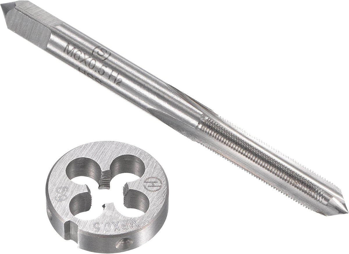 M6 x 0.5mm Metric Tap and Die Set, Machine Thread Screw Tap with Round Threading Die, Tap & Die Kit for Nut Screw Bolt Thread Repair