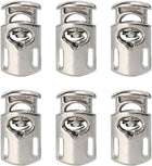 LinkMejor 6pcs Plastic Cord Locks Stoppers End Spring Stop Single Hole Toggle Fastener Stoppers Rope for Lanyard Backpack Clothing, Silver Tone