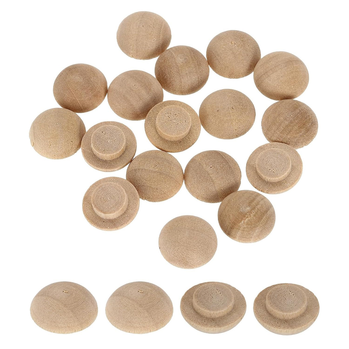 40Pcs Wood Button Plugs, 8mm / 0.31" Hardwood Screw Hole Plug Mushroom Wooden Caps Buttons Beech Wood Plug for Furniture Woodworking Craft Decor (13mm x 8mm)